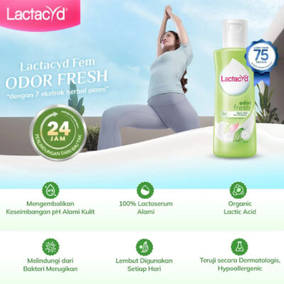 Lactacyd Odor Fresh Feminine Wash 60mL - Pembersih Kewanitaan thumbnail 4
