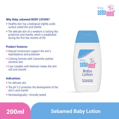 Sebamed Baby Lotion 200ml - Lotion Bayi - Pelembab Bayi untuk Kulit Sensitif dan Eksim / Alergi thumbnail 3