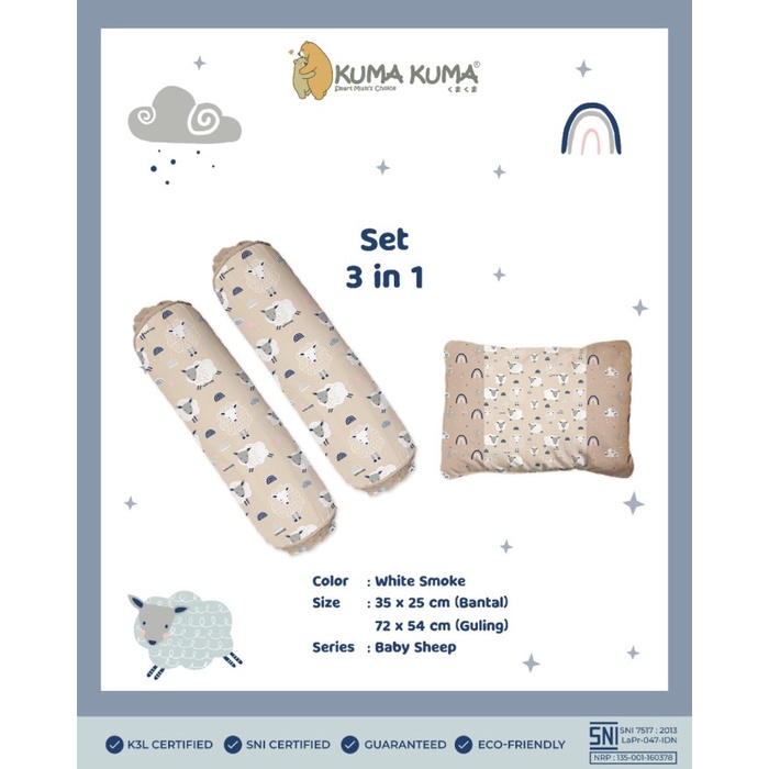 (DEFECT SALE ) Kuma Kuma Set 3 in 1 - Baby Sheep Series