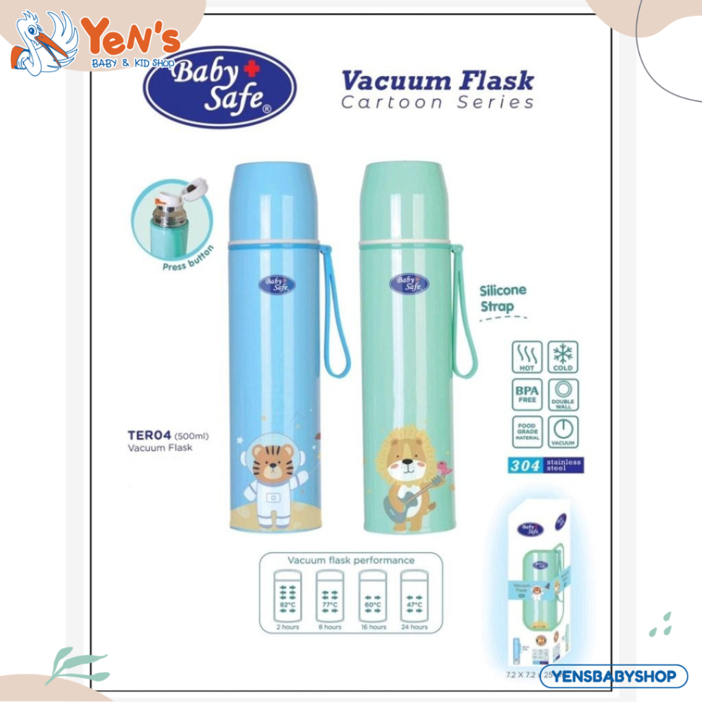 BABY SAFE Vacuum Flask 500ml - TER04 Blue, Green