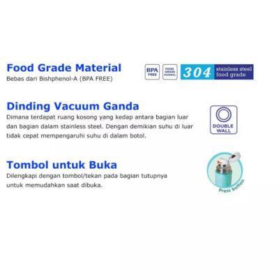 BABY SAFE Vacuum Flask 500ml - TER04 Blue, Green thumbnail 3