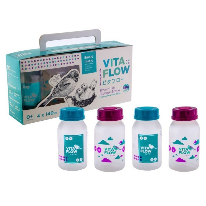 VITAFLOW Botol ASI (Breast Milk Bottle Storage) 4 x 140ml