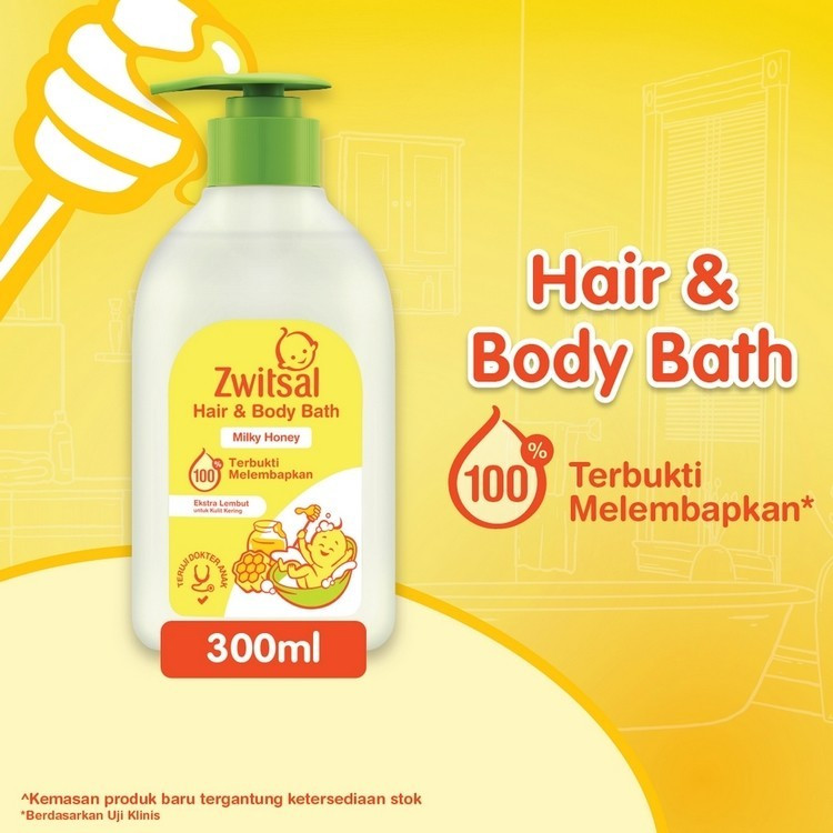 Zwitsal Natural Baby Bath Hair & Body MilkHoney 300 mL