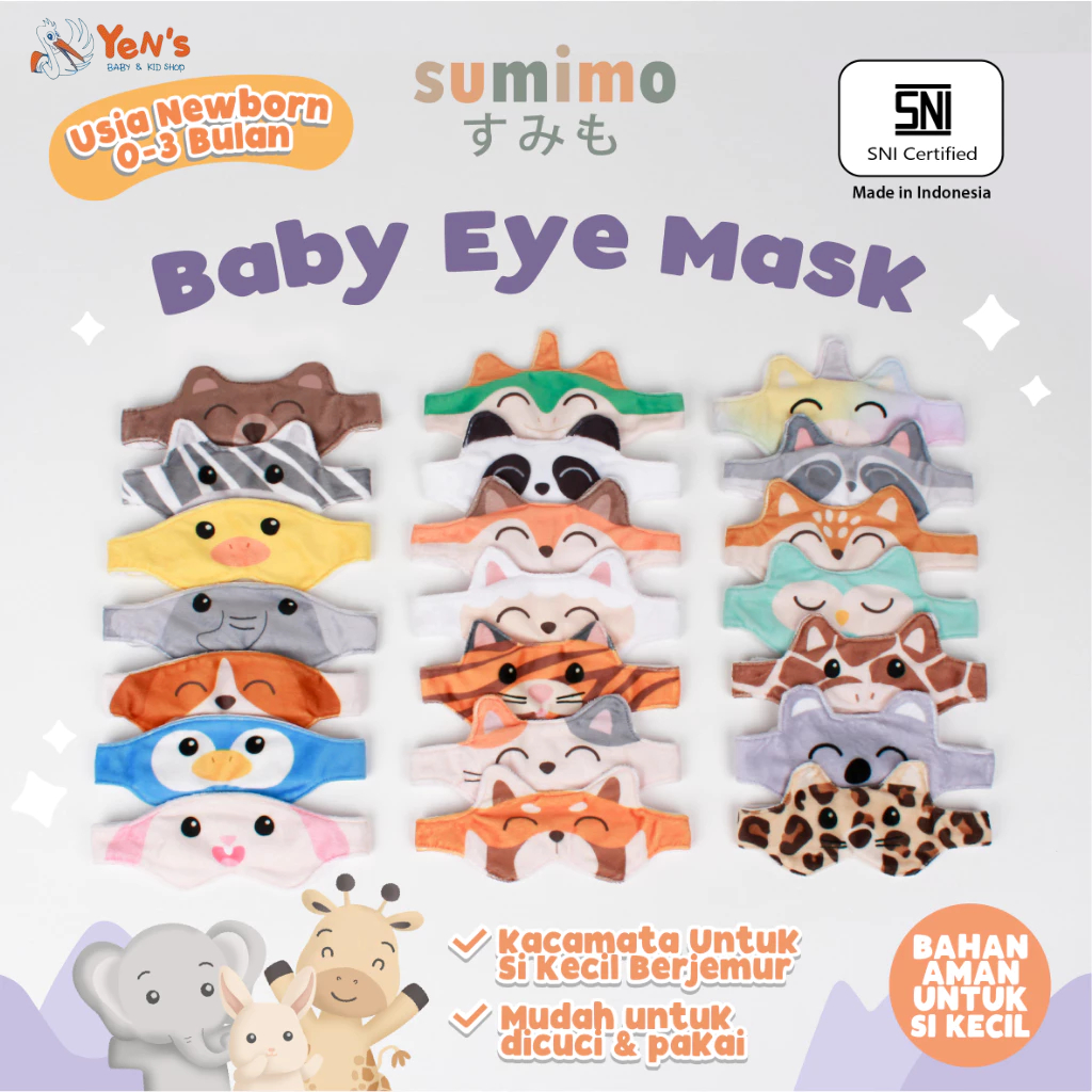Penutup mata bayi Sumimo Baby Eye Karakter Mask Animal Penutup Mata Bayi