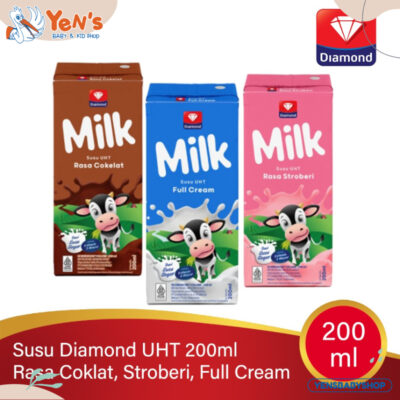 Diamond Milk - Susu UHT Diamond 200ml | Rasa Coklat / FullCream / Strawberry