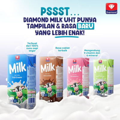 Diamond Milk - Susu UHT Diamond 200ml | Rasa Coklat / FullCream / Strawberry thumbnail 2