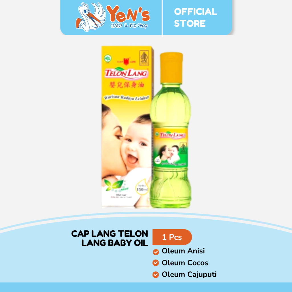 CAP LANG Telon Lang Baby Oil 30/60/100ml - Meredakan Perut Kembung&Memberikan Rasa Hangat Pada Bayi
