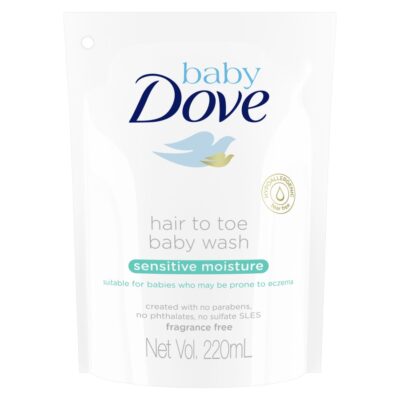 BABY DOVE Hair to Toe Wash Sensitive Moisture Refill 220ml - Sabun Mandi Bayi No Fragrance
