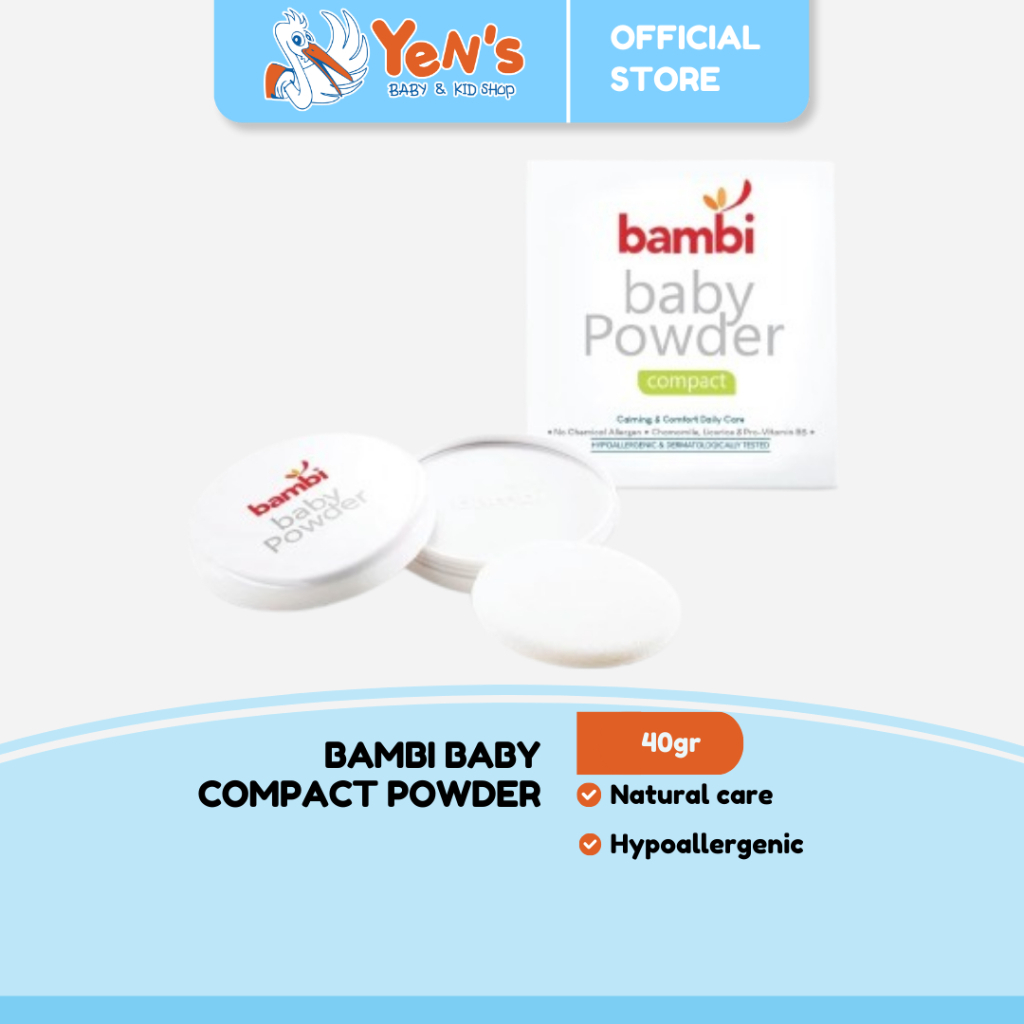 Bambi Baby Compact Powder 40gr | Bedak Padat Bayi Kulit Normal - Sensitif | Aromatherapy