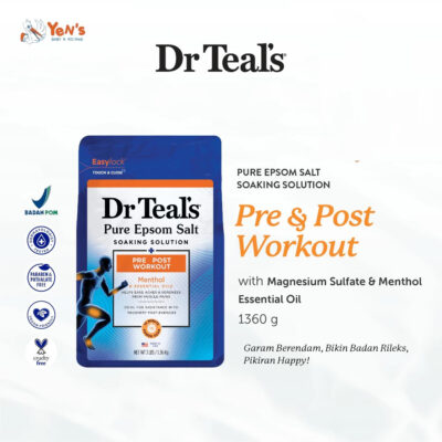 Dr Teal's Pure Epsom Salt Soaks/Garam Berendam - Magnesium Sulfate & Menthol 1360 G