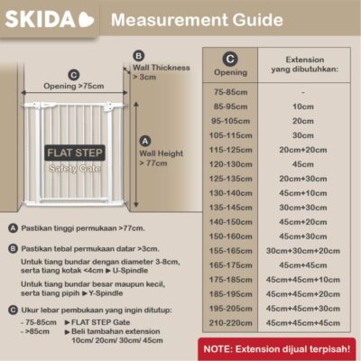 SKIDA Flat Step Extension Safety Gate Pagar Pengaman Bayi Anak thumbnail 3