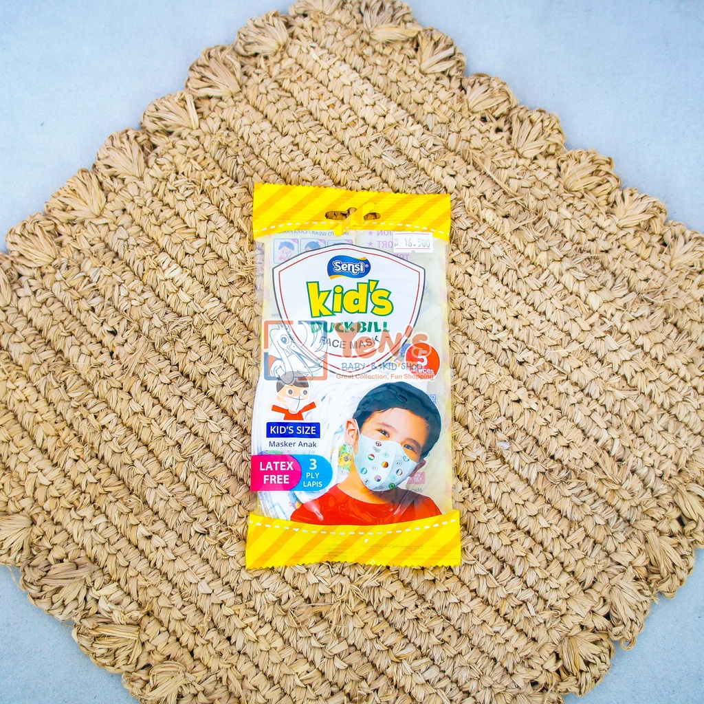 SENSI Kid's Duckbill Face Mask 4 Ply Lapis Motif 5pcs - MOTIF RANDOM