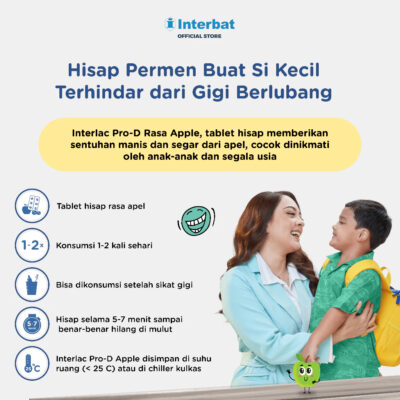 Interlac Pro D Lozenges Tablet Hisap Rasa Apel - 3 blister @ 10 tablet thumbnail 4