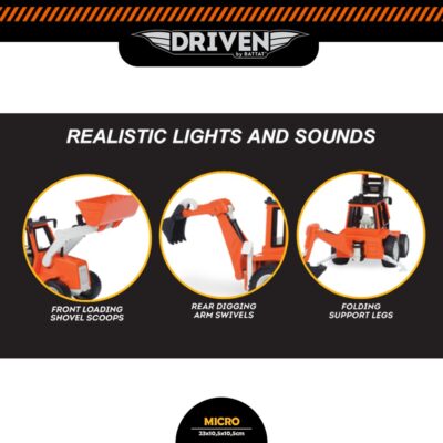 DRIVEN BY BATTAT Micro Series Micro Backhoe Loader Mainan Anak Diecast thumbnail 3
