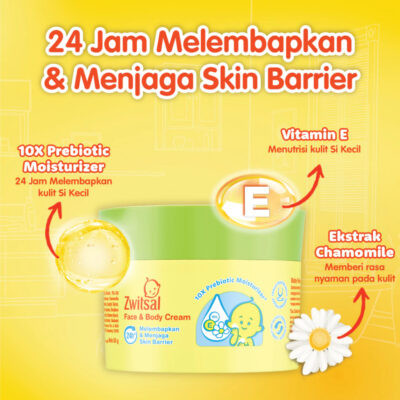 ZWITSAL Baby Face and Body Cream 50 gr - 10X Prebiotic Moisturizer,Chamomile,Vit E Melembutkan Kulit thumbnail 4
