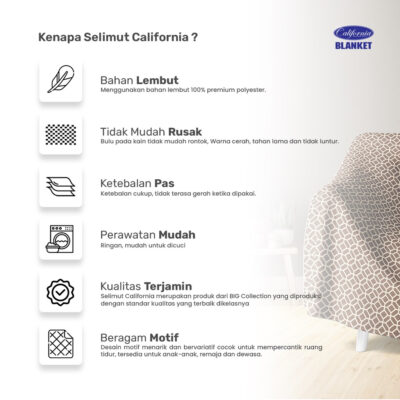 CALIFORNIA Blanket 160x200 - Selimut Flanel lembut thumbnail 3