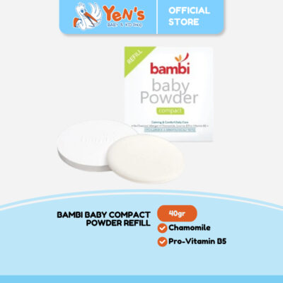 Bambi Baby Compact Powder 40gr - Refill | Bedak Padat Bayi Kulit Normal - Sensitif | Aromatherapy