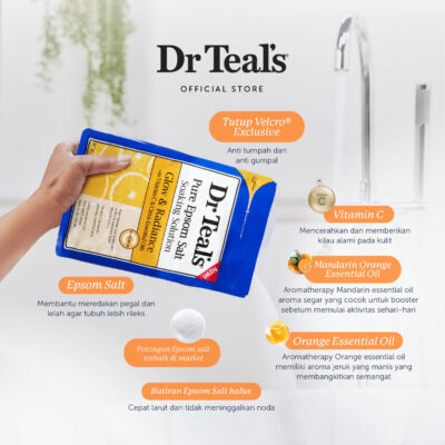 Dr Teal's Pure Epsom Salt Soaks / Garam Berendam - Vit C & Citrus Essential Oil 1360g thumbnail 3