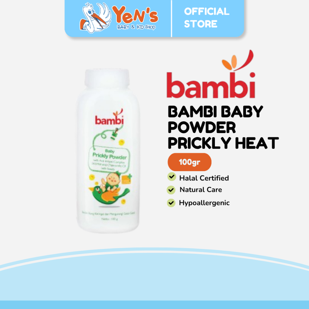 Bambi Baby Powder Prickly Heat 100gr | Bedak Tabur Khusus Biang Keringat Bayi Kulit Normal -Sensitif
