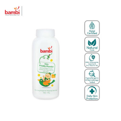 Bambi Baby Powder Prickly Heat 100gr | Bedak Tabur Khusus Biang Keringat Bayi Kulit Normal -Sensitif thumbnail 2