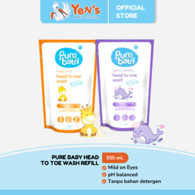 Pure Baby Happy Head Toe Wash Refill 350 mL - Sabun Shampo 2 in 1 dengan Bahan Alami