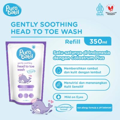 Pure Baby Happy Head Toe Wash Refill 350 mL - Sabun Shampo 2 in 1 dengan Bahan Alami thumbnail 2