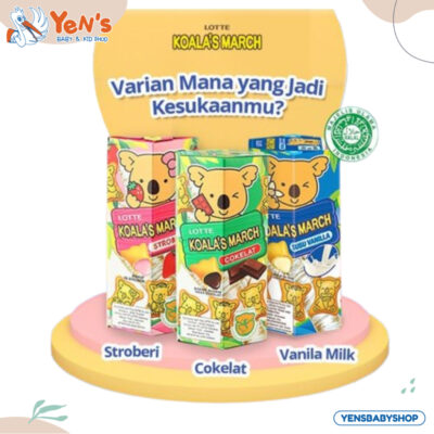 LOTTE Koala March 37gr Strawberry / Susu Vanilla / Coklat thumbnail 2