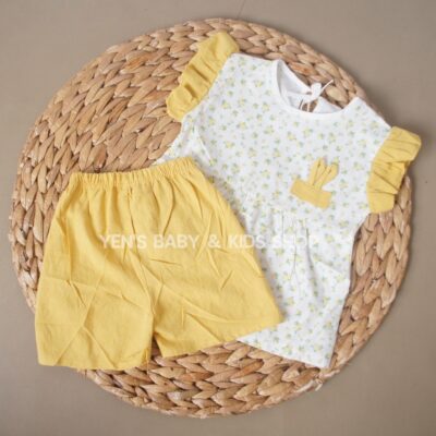 Setelan Pendek Print Bunga Tas - Setelan Anak
