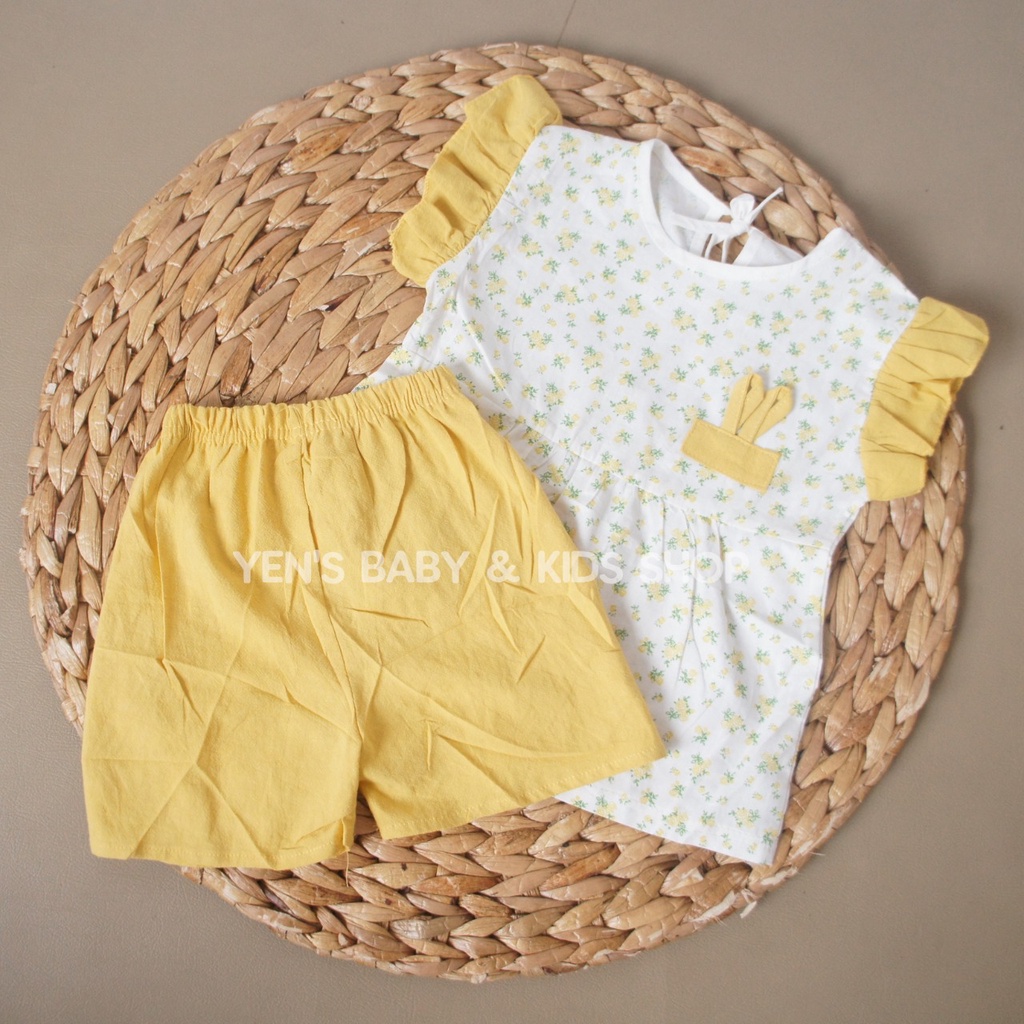 Setelan Pendek Print Bunga Tas - Setelan Anak