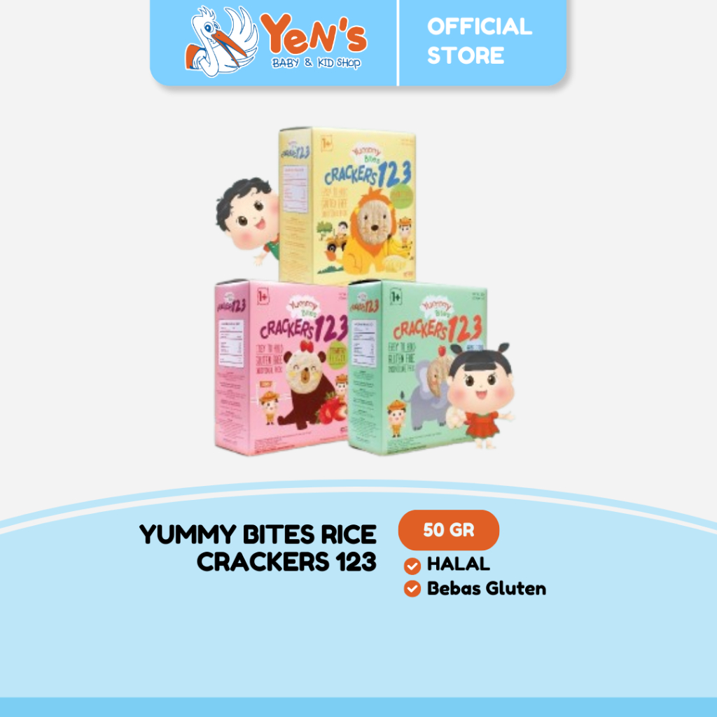 Yummy Bites Rice Crackers 123/ 50 GR/ Snack Baby / Cemilan bayi Halal / Tanpa pemanis buatan