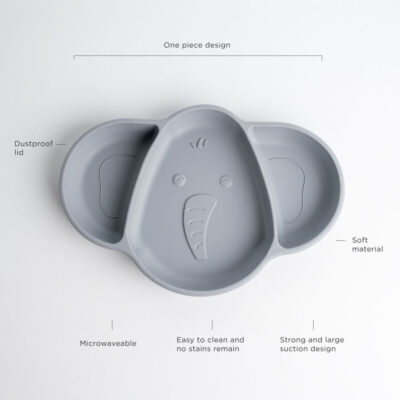 yoriandco Elephant Suction Baby / Plate Piring Bayi + Tutup thumbnail 2