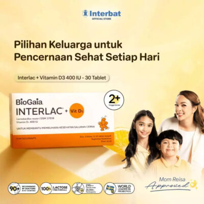 Interlac Probiotik + Vit D3 400 IU 3 Strip @10 Tablet - Menjaga Kesehatan Saluran Cerna dan Daya Tahan Tubuh Anak hingga Dewasa - Cukup 1 tablet sehari thumbnail 2