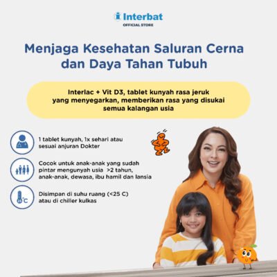 Interlac Probiotik + Vit D3 400 IU 3 Strip @10 Tablet - Menjaga Kesehatan Saluran Cerna dan Daya Tahan Tubuh Anak hingga Dewasa - Cukup 1 tablet sehari thumbnail 5