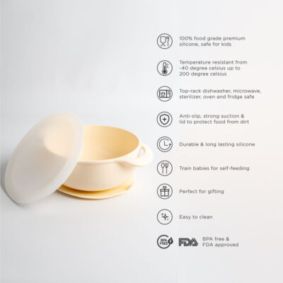 yoriandco Suction Silicone Baby Bowl / Mangkok Bayi + Tutup thumbnail 3