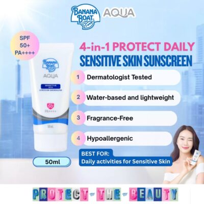 Banana Boat Simply Protect Aqua Sensitive Suncreen Lotion SPF50+ 50ml - Fragrance Free thumbnail 2