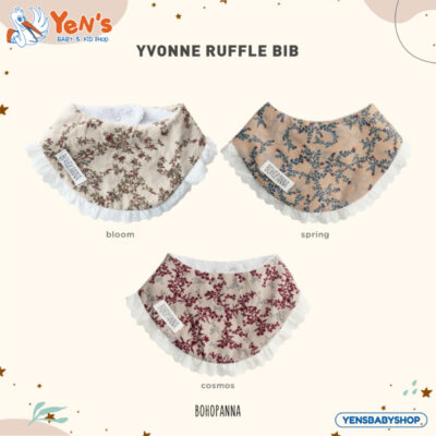 Bohopanna Yvonne Bib Ruffle Slabber Celemek Makan Bayi Bahan Katun Lembut Menyerap Anti Air