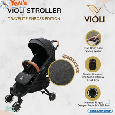 Violi Stroller Travelite Emboss Edition / Stroller Baby Bayi Anak Kereta Dorong Bayi
