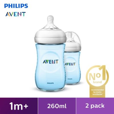 AVENT Natural PP 260ml 9OZ Bottle Blue Twin SCF695/23