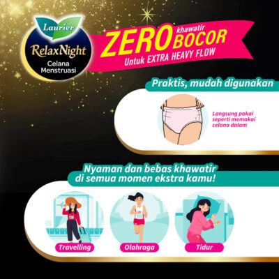 Laurier Relax Night Pants Celana Menstruasi Pembalut Wanita Bebas Khawatir di Semua Momen thumbnail 6