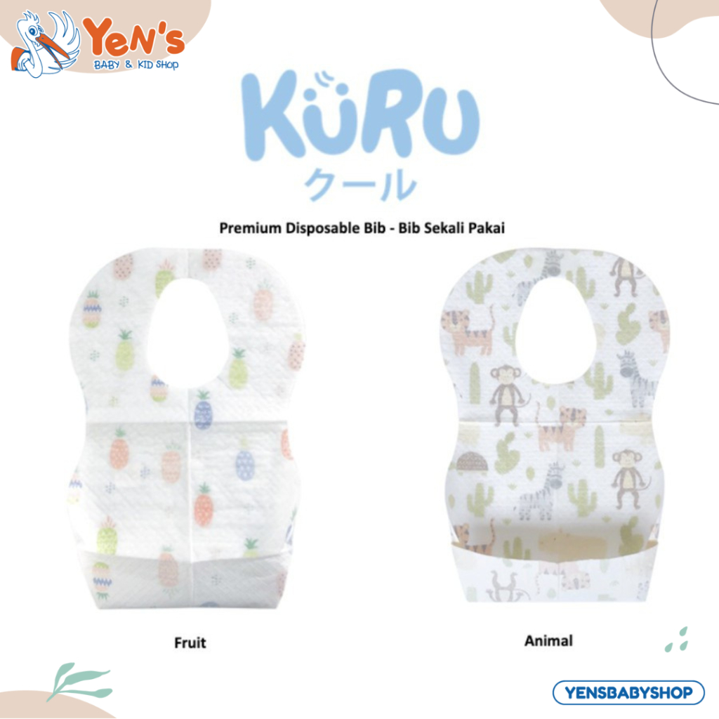 KURU Premium Disposable Bib - Celemek Anak Bayi Sekali Pakai