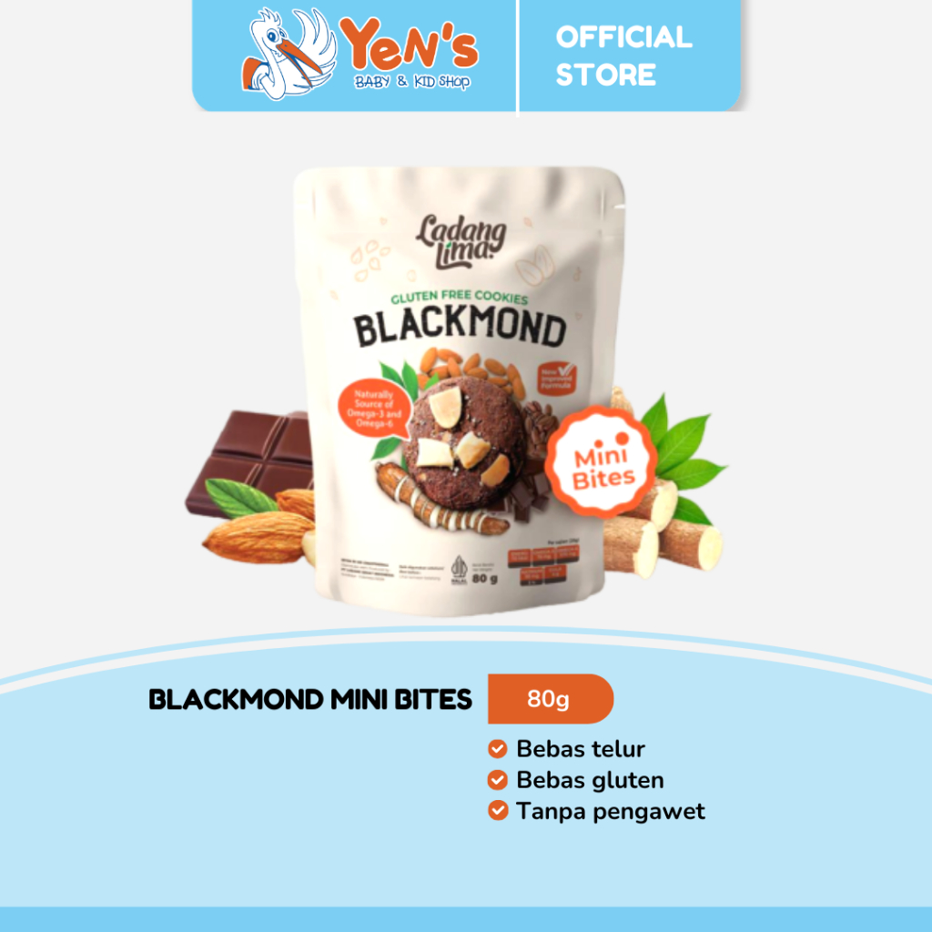 Ladang Lima Blackmond Mini Bites 80g - Cookies Gluten Free With Protein