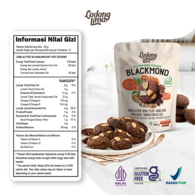 Ladang Lima Blackmond Mini Bites 80g - Cookies Gluten Free With Protein thumbnail 2