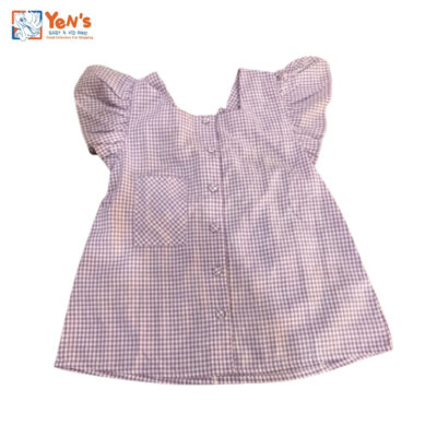 Blouse Motif Kotak Kancing Pita Anak Perempuan