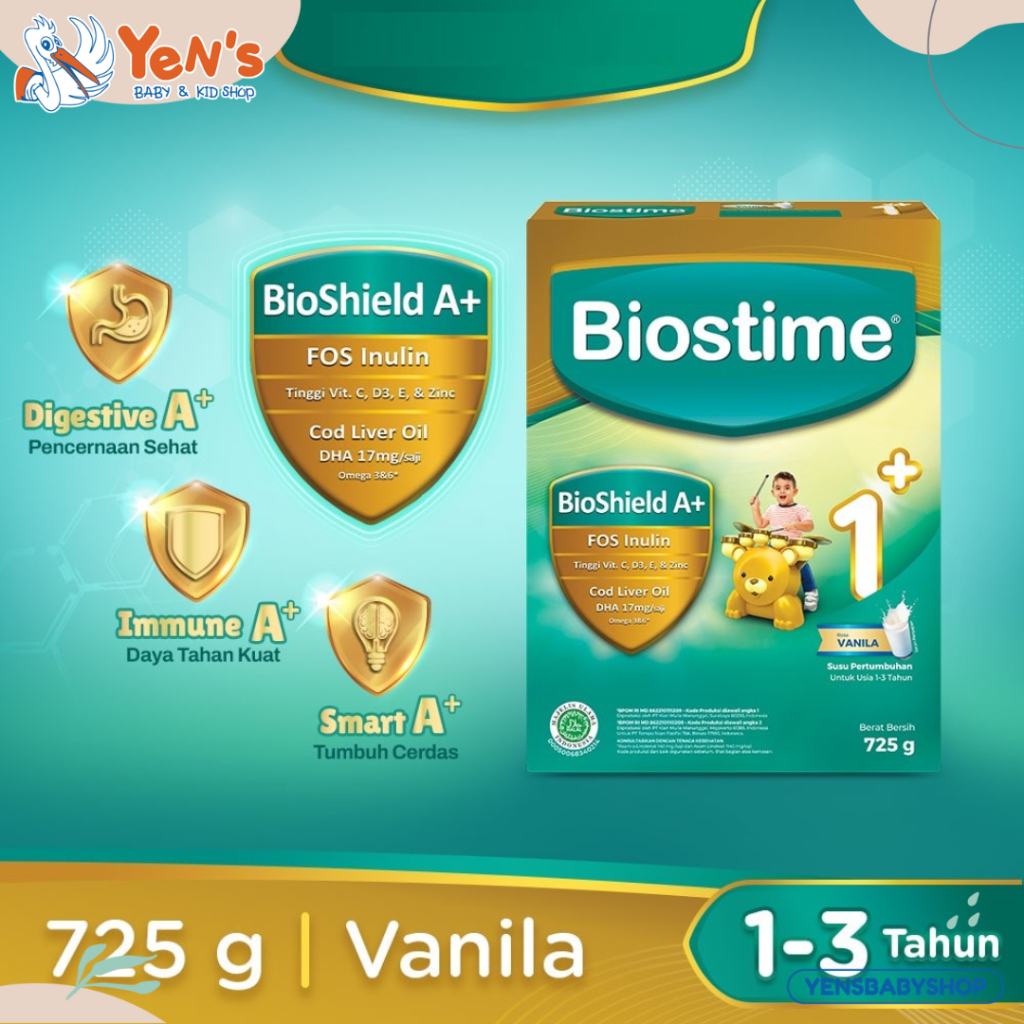 Biostime 1+ & 3+ Vanilla / Madu Susu Pertumbuhan Anak 725gr
