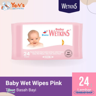 Wetkins Baby Wet Wipes Tisu Basah Bayi Antibakteri Lembut Tanpa Alkohol Tanpa Pewangi 24 Sheets