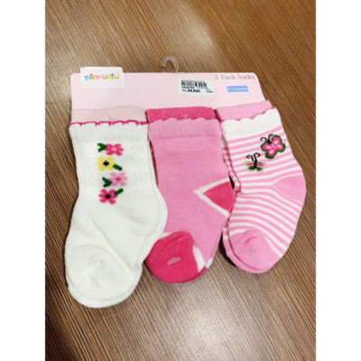 BABY Grow Baby Sock Flower butterfly / kaos kaki bayi 6-12 bulan ( isi 3 pasang )