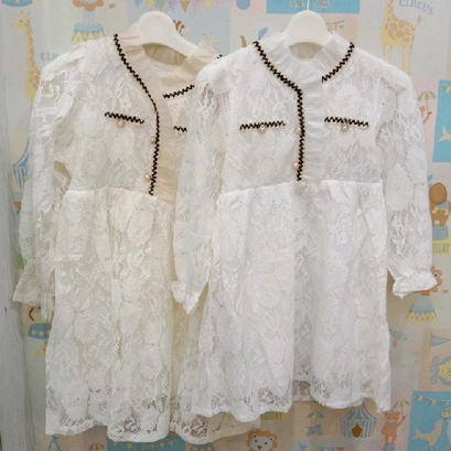 Dress Brokat Renda Zigzag Gaun Pesta Anak Perempuan Baju Kondangan Cantik Usia 4-10 Tahun Ukuran 110-150