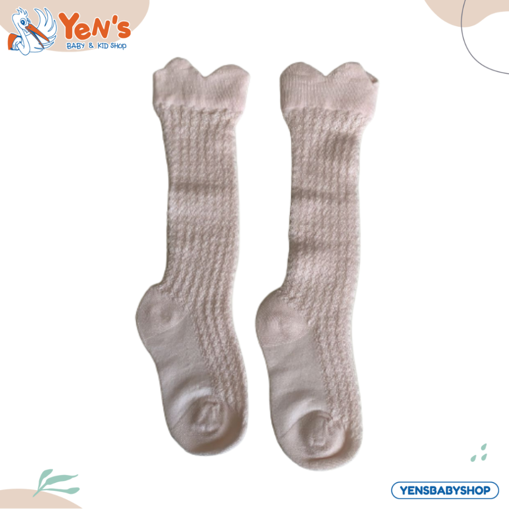 Baby Grow Kaos Kaki Bayi Panjang Selutut Motif Tulip Lembut Anti Slip untuk Newborn Anak Perempuan