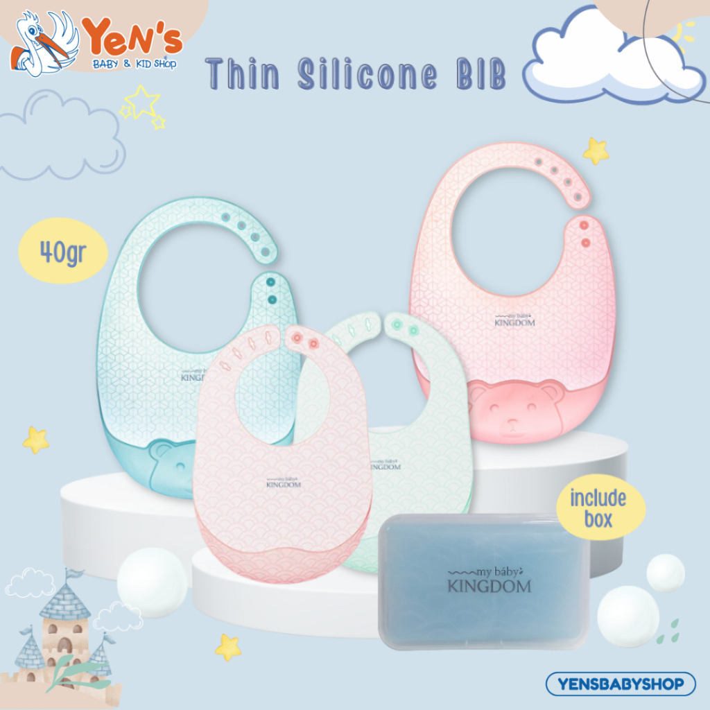My Baby Kingdom Silicone BIB UltraThin (box included) / Celemek bayi Slaber bayi