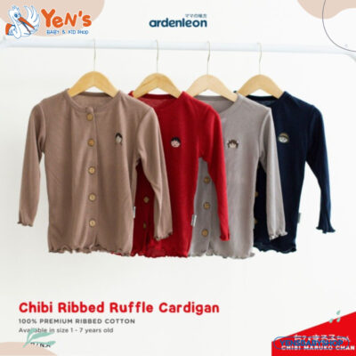 Ardenleon - Chibi Cardigan Anak Perempuan Ribbed Ruffle Cardigan Long